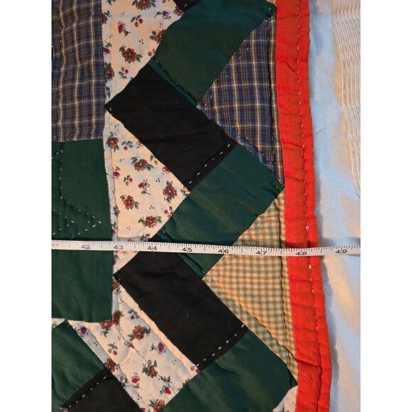 Vintage Handmade Halloween Quilt Throw Blanket Scarecrow Pumpkin Fall Farmhouse - Picture 9 of 13